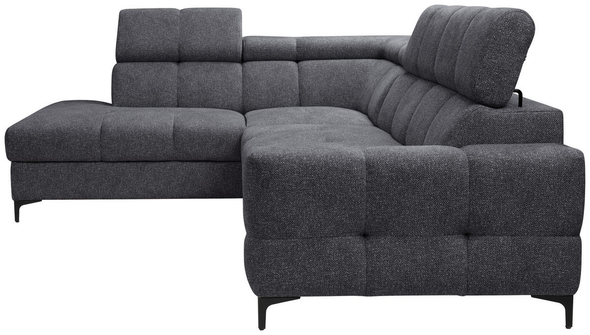 ECKSOFA in Struktur Dunkelgrau  - Dunkelgrau/Schwarz, Modern, Textil/Metall (212/254cm) - Carryhome