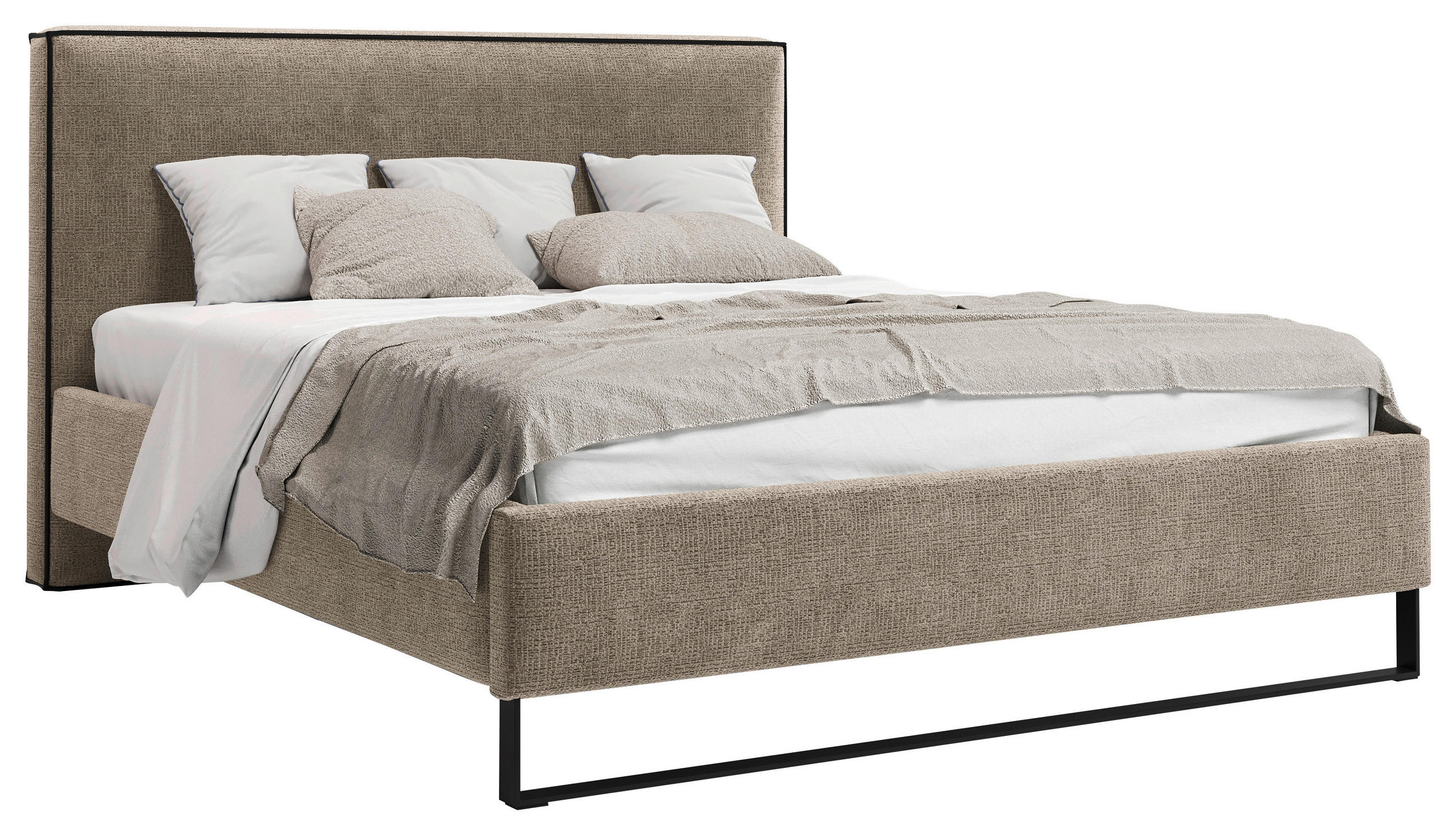 POLSTERBETT gepolstertes Kopfteil, Lattenrost, Bettkasten Braun 180/200 cm  - Schwarz/Braun, MODERN, Holz/Holzwerkstoff (180/200cm) - MID.YOU