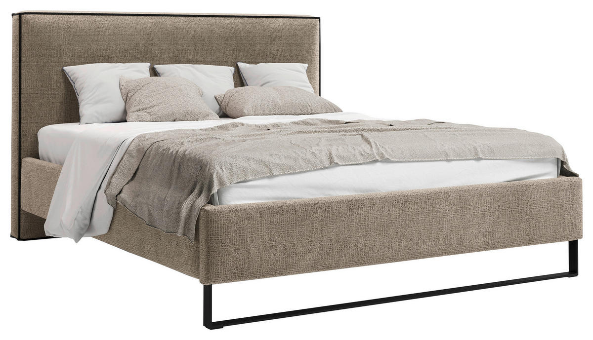 POLSTERBETT gepolstertes Kopfteil, Lattenrost, Bettkasten Braun 180/200 cm  - Schwarz/Braun, MODERN, Holz/Holzwerkstoff (180/200cm) - MID.YOU