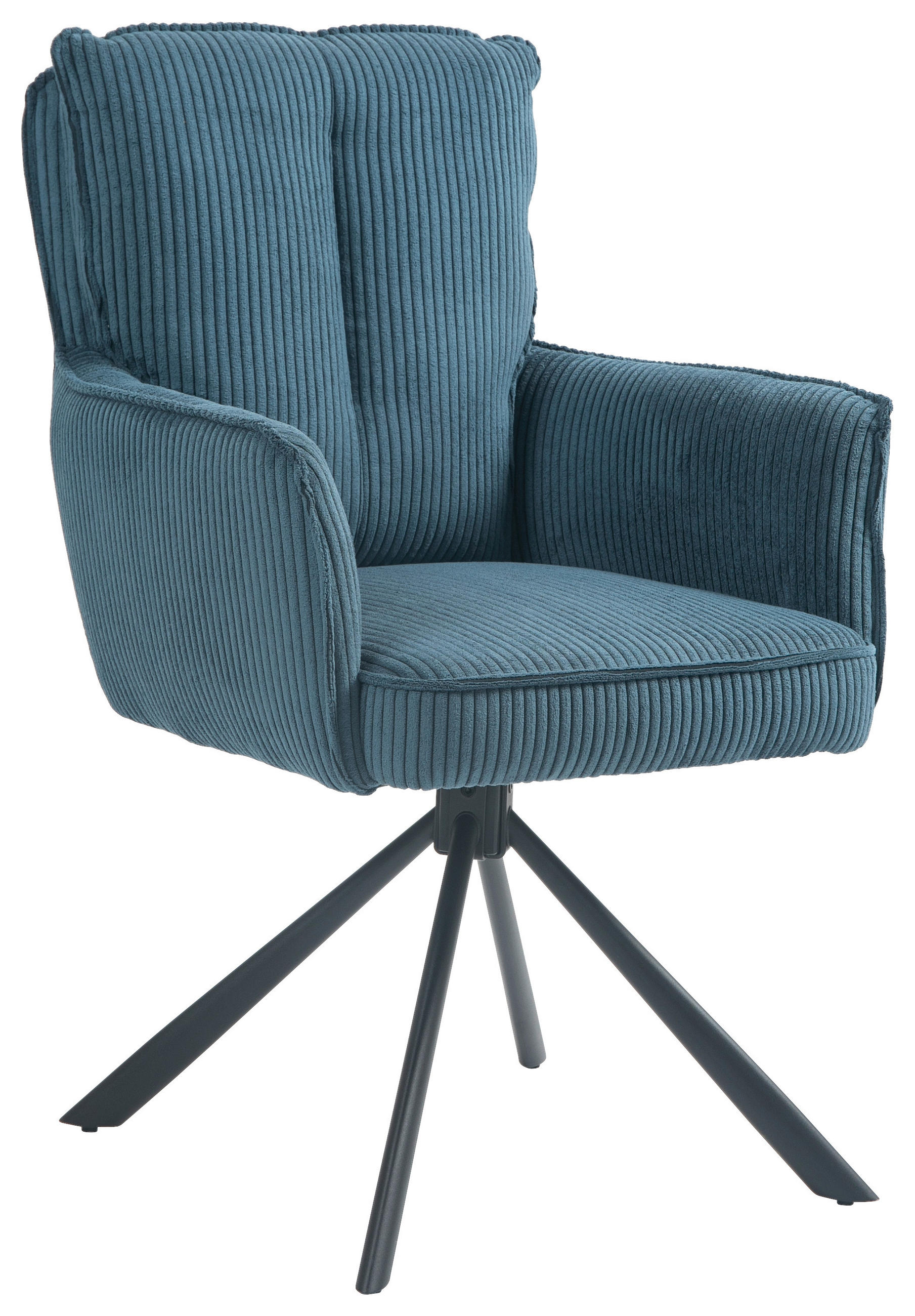 ARMLEHNSTUHL  Stoffauswahl, Sitzfläche 180° drehbar Cord  - Blau/Schwarz, Design, Textil/Metall (62/95/67cm) - Novel