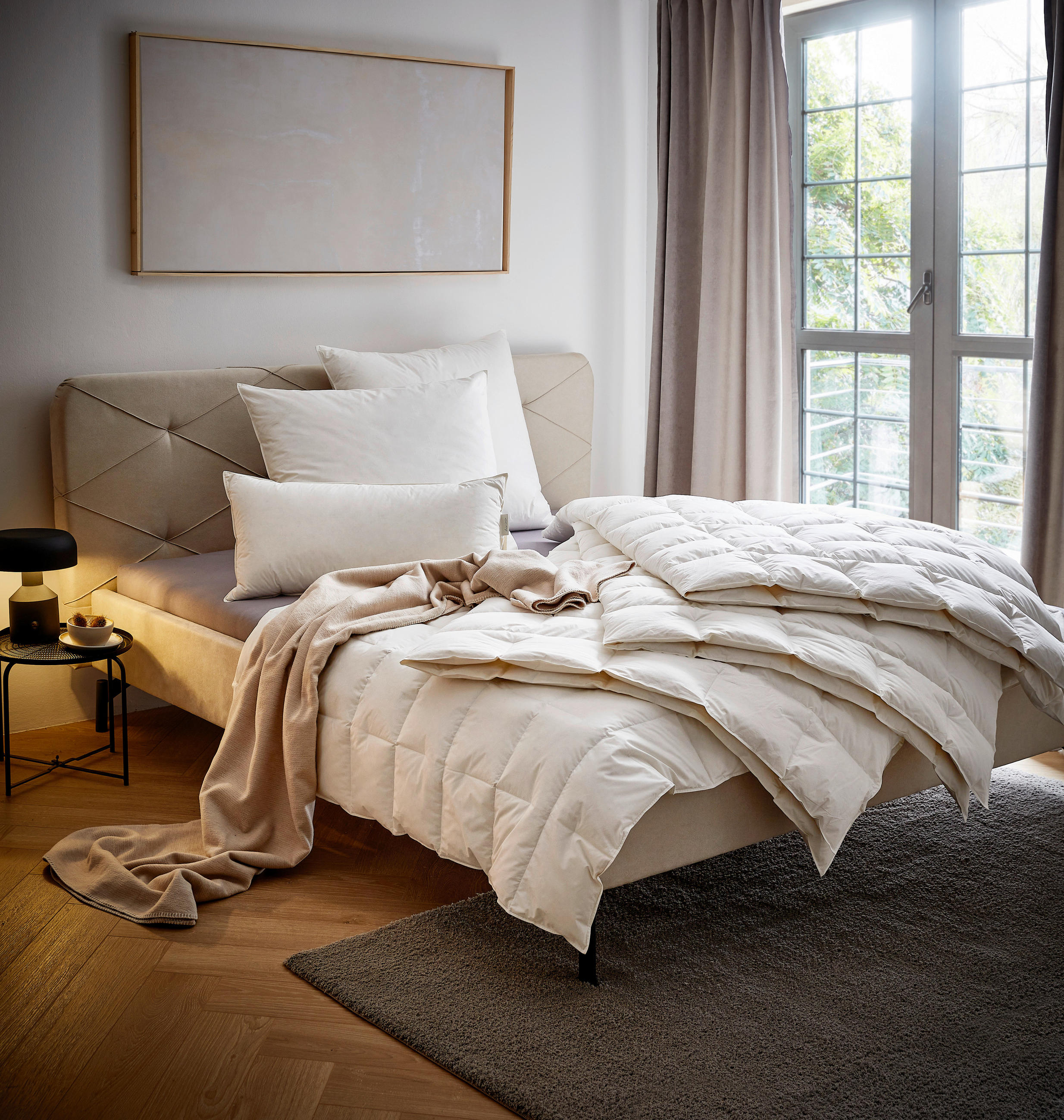 Thumbnail - Bio:Vio Kopfkissen Baffin, Creme, Textil, Füllung: Federn, Daunen, 80x80 cm, Made in Germany, Oeko-Tex® Standard 100, Do...