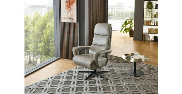 RELAXSESSEL in Leder Greige  - Greige/Schwarz, Design, Leder/Metall (76/110/86cm) - Dieter Knoll