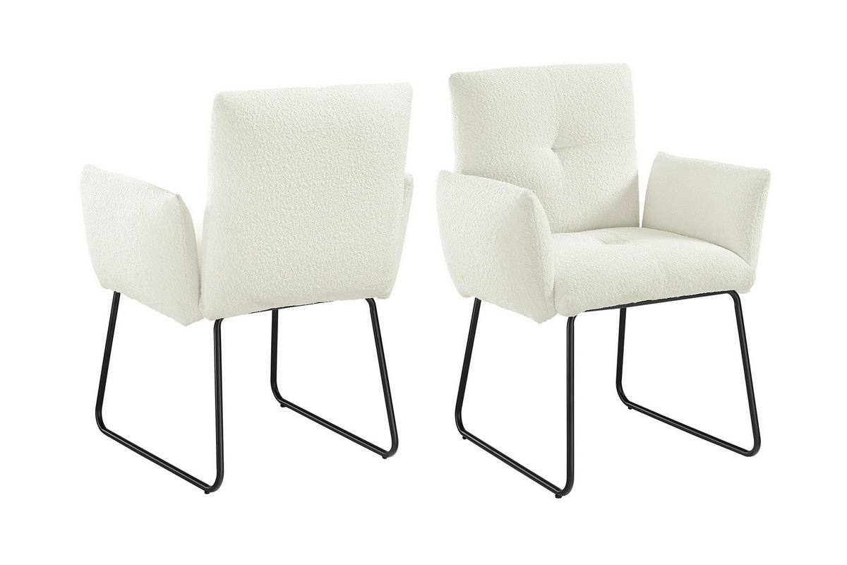ŽIDLE S PODRUČKAMI, buklé, bílá - bílá/černá, Moderní, kov/textil (73,5/87/64,5cm) - Livetastic