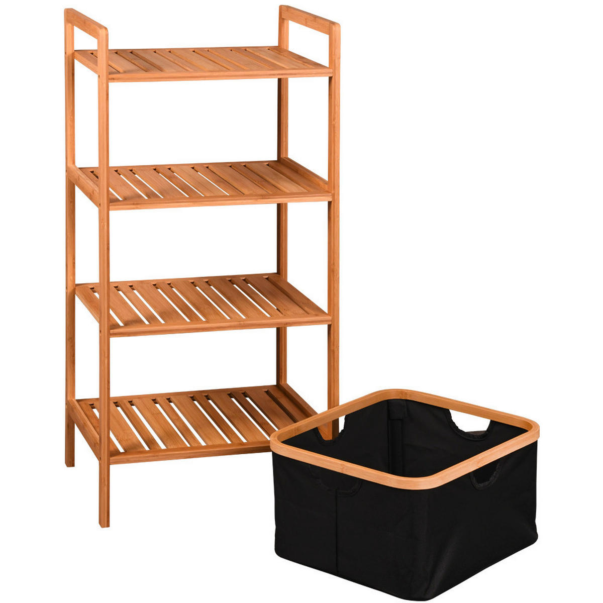 BADEZIMMERREGAL 44/33/93,5 cm  - Hellbraun/Schwarz, KONVENTIONELL, Holz/Textil (44/33/93,5cm) - Kesper