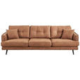 3-SITZER-SOFA in Mikrofaser Braun  - Schwarz/Braun, Design, Holz/Textil (257/89/92cm) - Carryhome