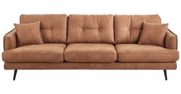 3-SITZER-SOFA in Mikrofaser Braun  - Schwarz/Braun, Design, Holz/Textil (257/89/92cm) - Carryhome