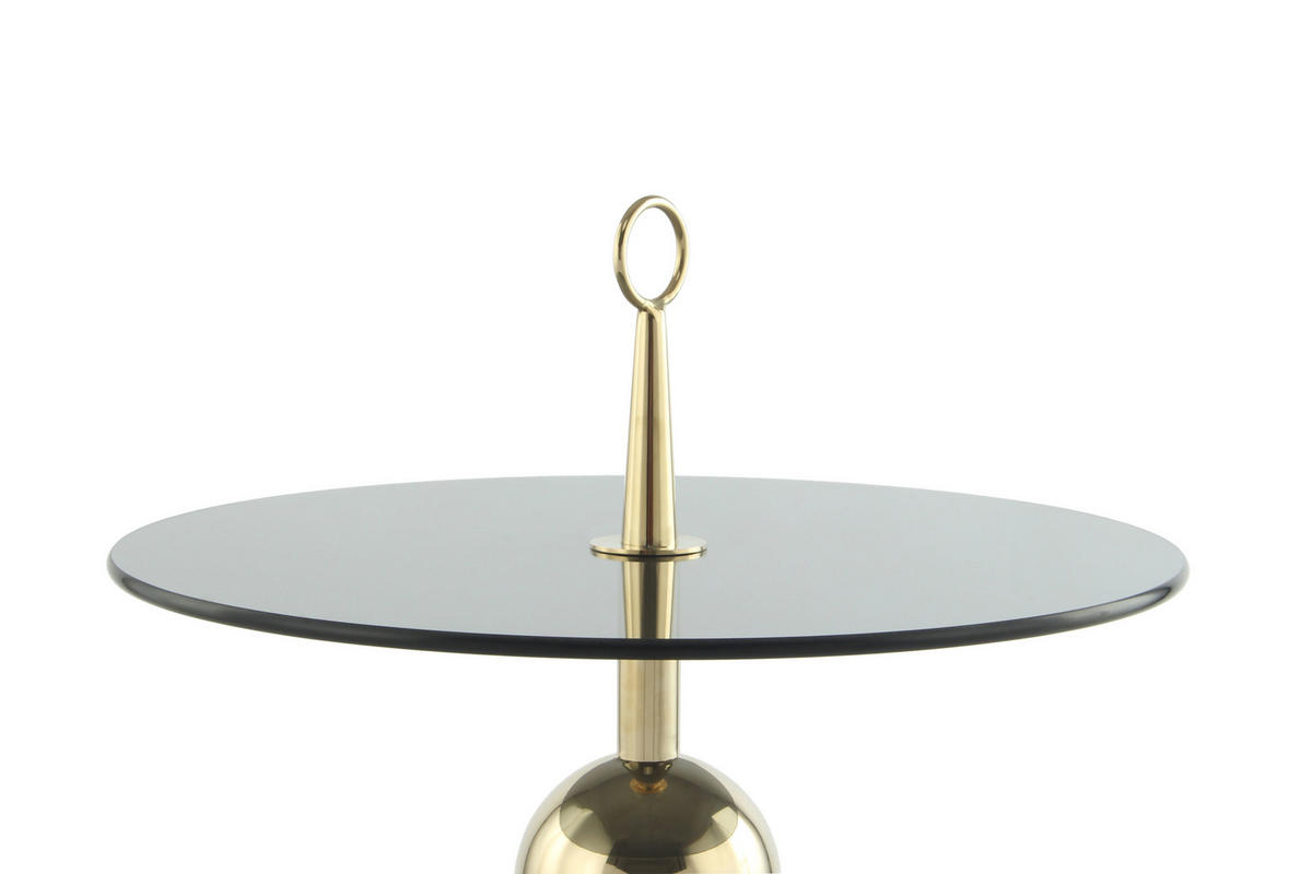 BEISTELLTISCH in Metall, Glas 46/46/52 cm  - Goldfarben/Grau, MODERN, Glas/Metall (46/46/52cm) - Kayoom
