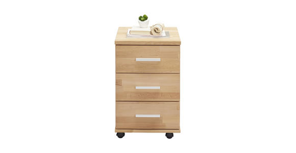 ROLLCONTAINER  - Silberfarben/Buchefarben, Natur, Holz/Kunststoff (40/63/60cm) - Linea Natura