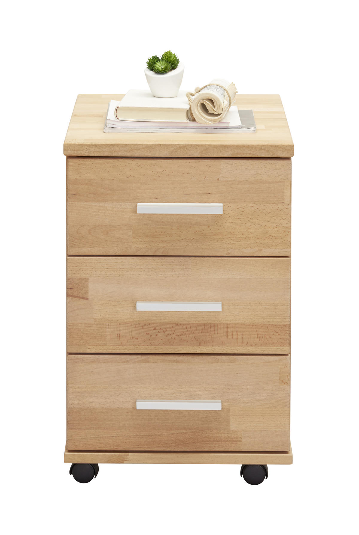 POJÍZDNÝ KONTEJNER, 40/63/60 cm - barvy stříbra/barvy buku, Natur, kov/dřevo (40/63/60cm) - Linea Natura
