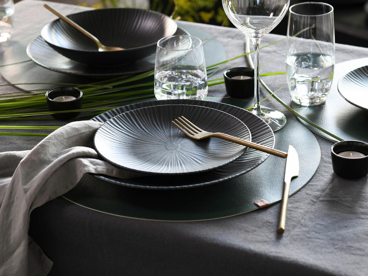 KOMPLETT SERVIS Vesuvio Schwarz 24 delar  - antracit, keramik - Creatable