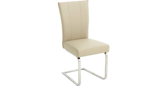 SCHWINGSTUHL in Leder, Metall Edelstahlfarben, Sandfarben - Sandfarben/Edelstahlfarben, Design, Leder/Metall (42/105/57cm) - Valnatura