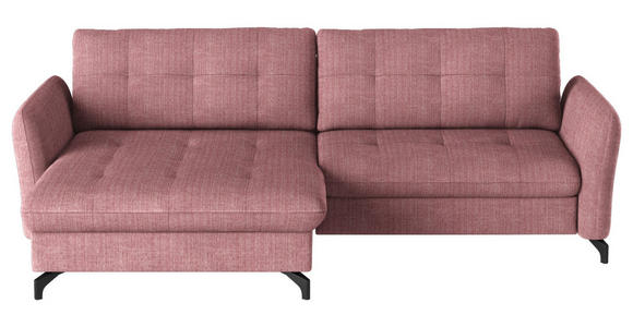ECKSOFA in Flachgewebe, Leinenoptik Rosa  170/242 cm  - Schwarz/Rosa, Design, Textil/Metall (170/242cm) - Xora