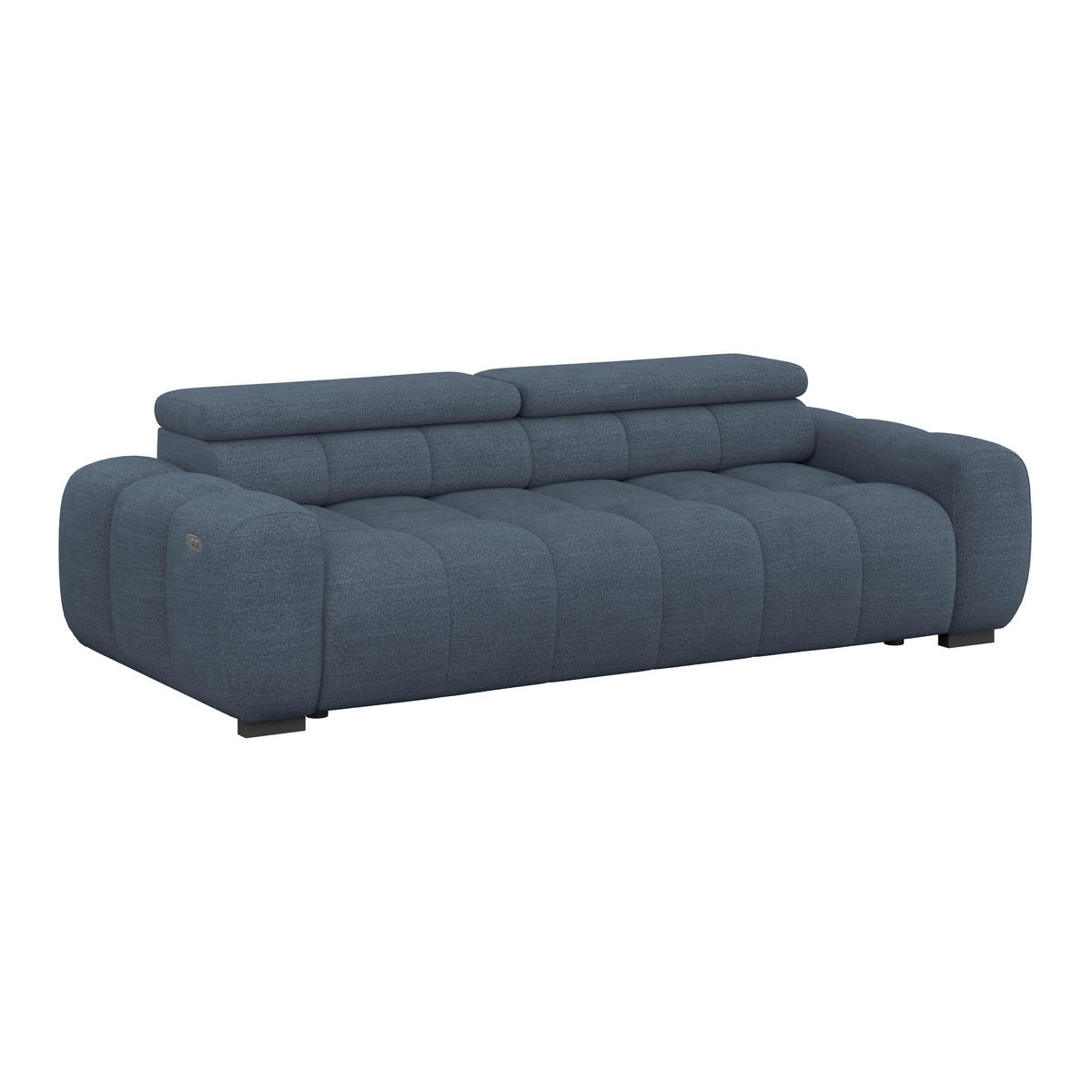 BIGSOFA inkl. mot. Funktion Webstoff Blau  - Blau/Schwarz, Design, Kunststoff/Textil (248/77-97/108cm) - Welnova