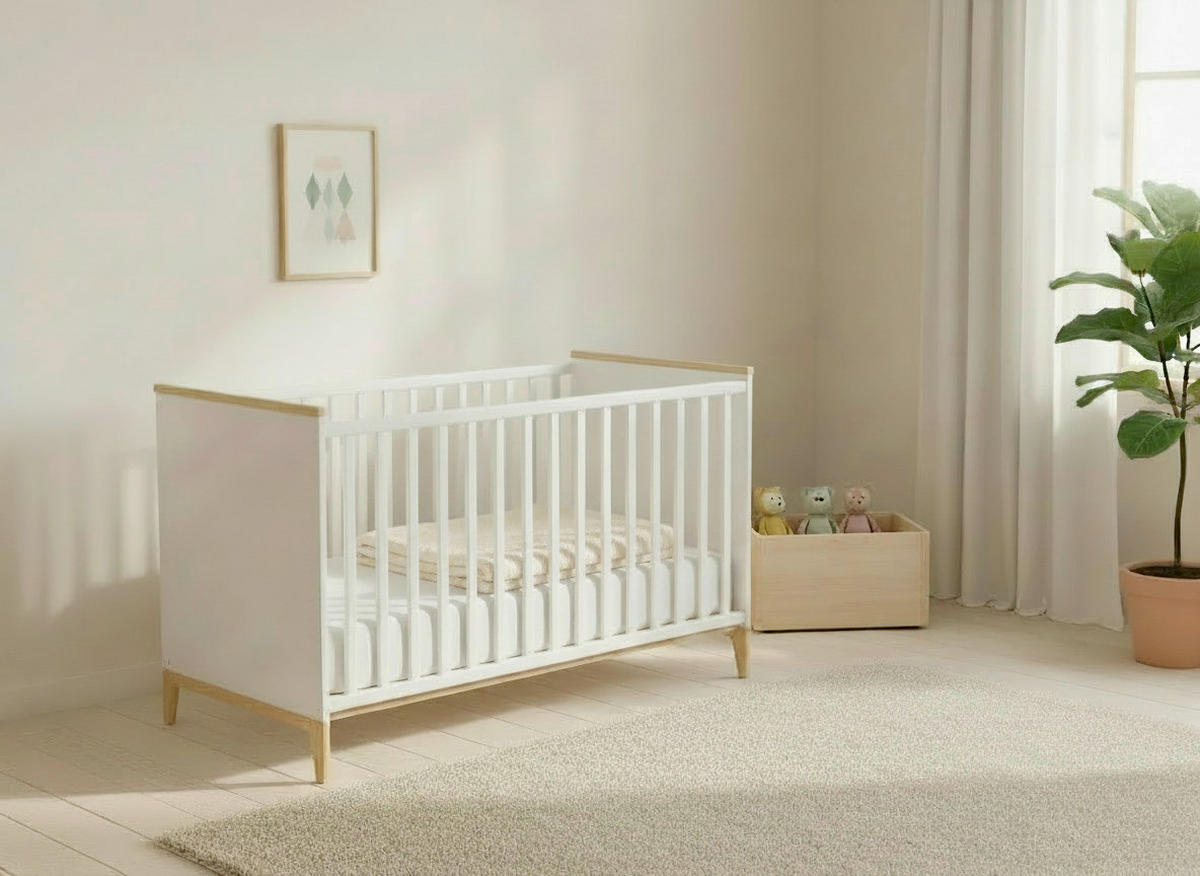 GITTERBETT 145/75/84 cm  - Naturfarben/Weiß, KONVENTIONELL, Holz (145/75/84cm) - Jimmylee
