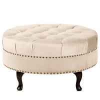 HOCKER Textil Creme  - Creme/Braun, Design, Holz/Textil (80/45/80cm) - Livetastic