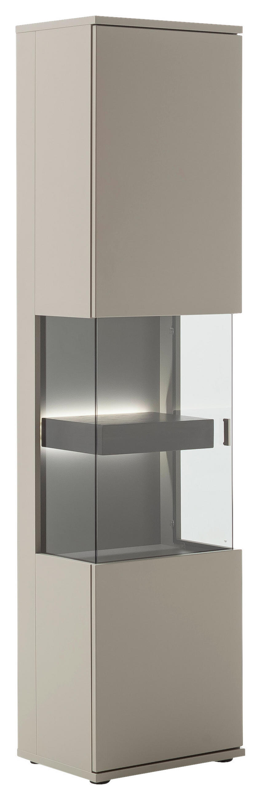 VITRINE  in furniert Grau, Eichefarben - Eichefarben/Grau, Design, Glas/Holzwerkstoff (50/201/37cm) - Novel