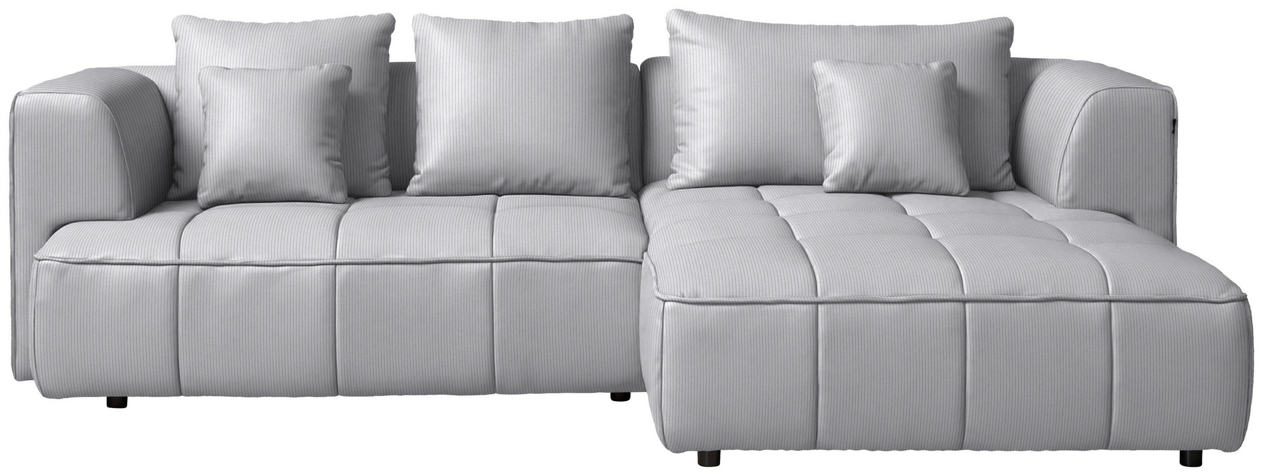 ECKSOFA Feincord Hellgrau  - Hellgrau/Schwarz, Design, Kunststoff/Textil (288/188cm) - Welnova