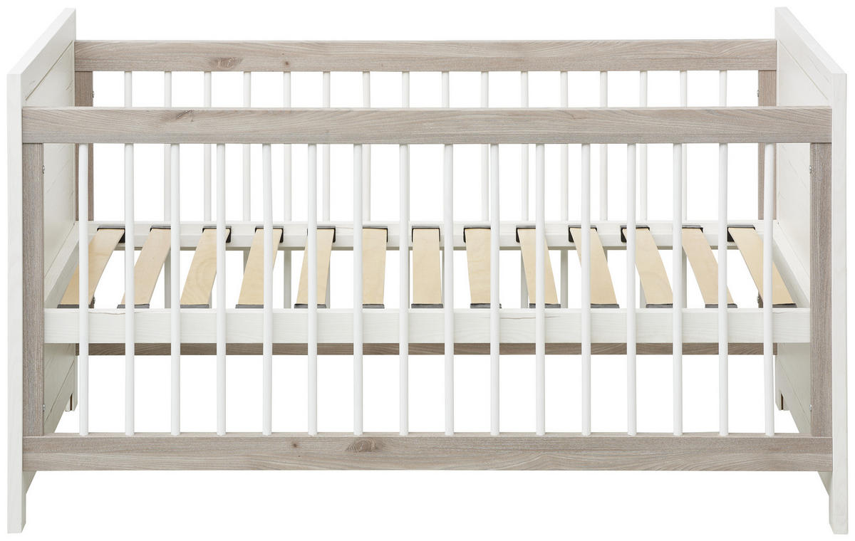 GITTERBETT CAMRON  145/76,50/80 cm   - Weiss/Grau, Natur, Holz/Holzwerkstoff (145/76,50/80cm) - My Baby Lou