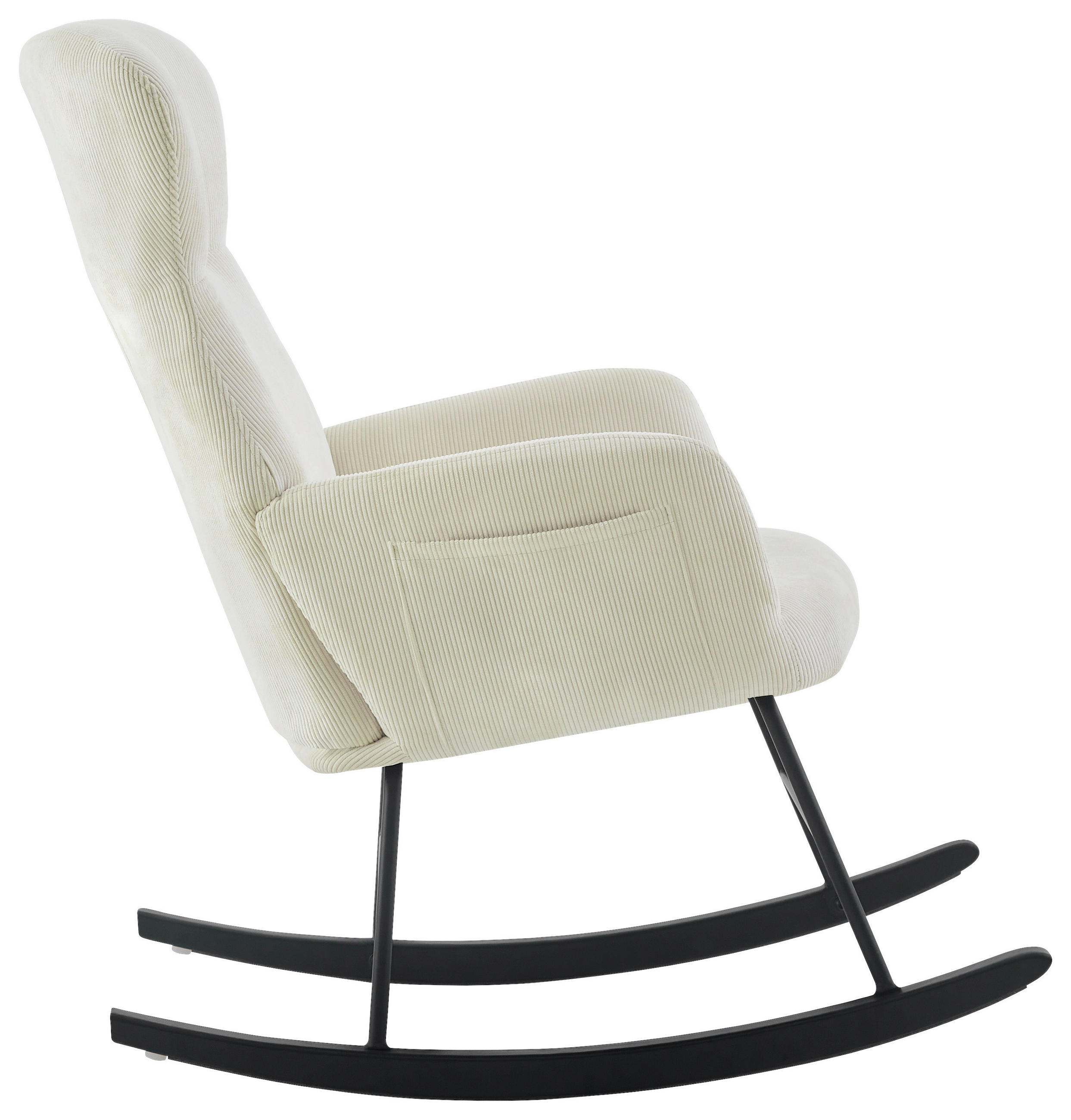 Thumbnail - Ti'me Schaukelsessel, Natur, Schwarz, Holz, Metall, Textil, Kautschukholz,Kautschukholz, massiv, 65x97x94 cm, Wippfunkti...