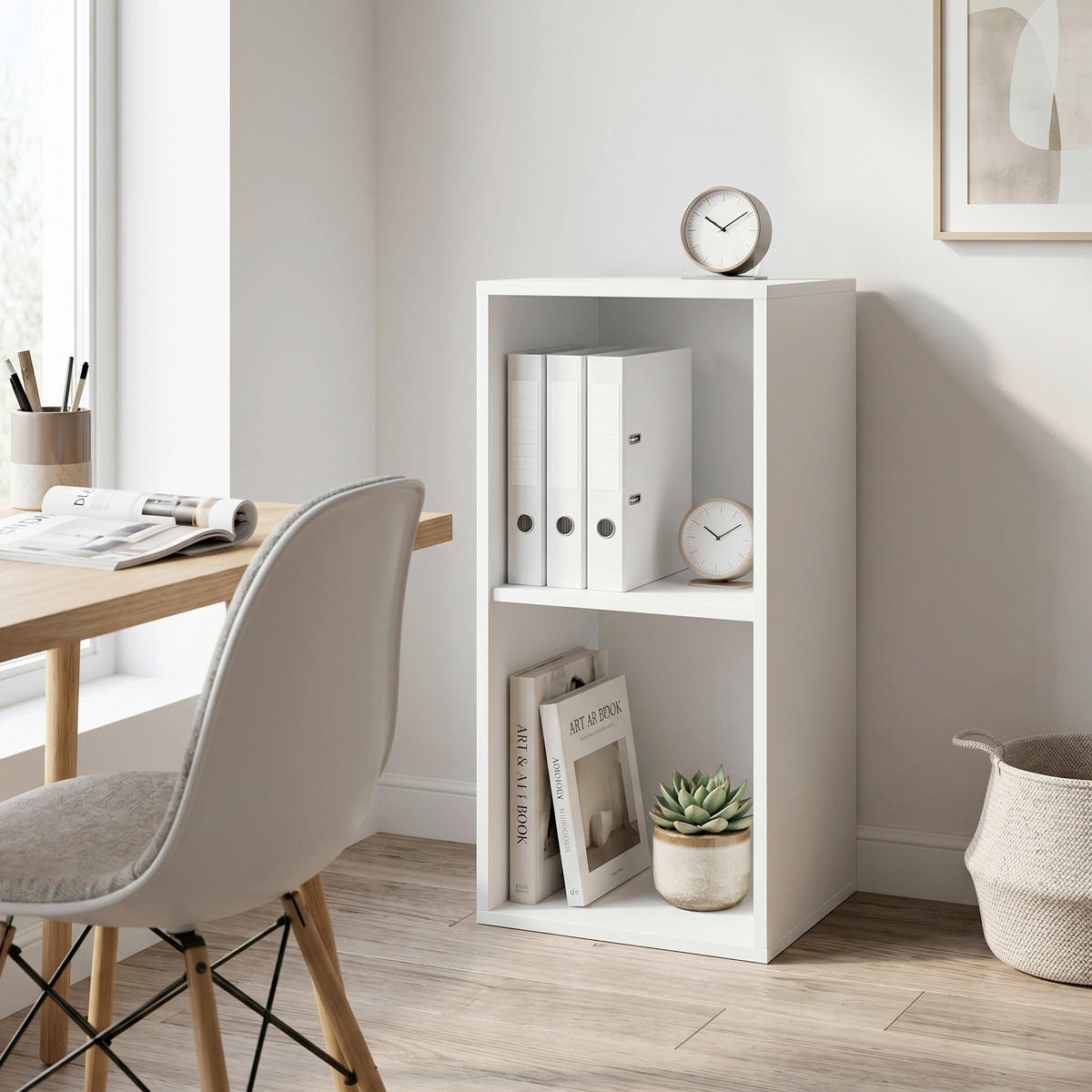 AKTENREGAL 35/74/37 cm  - Weiss/Buchefarben, Modern, Holzwerkstoff (35/74/37cm) - P & B
