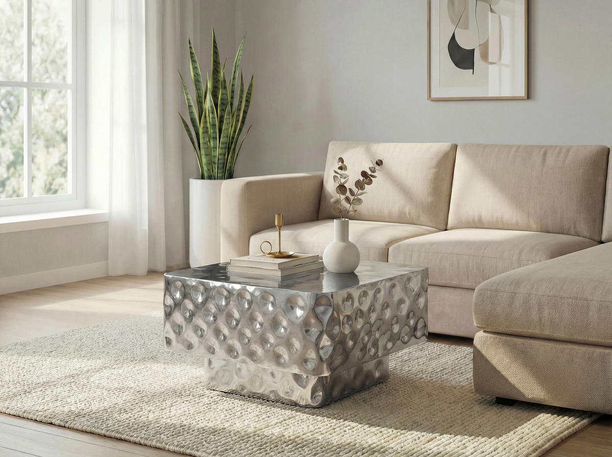 COUCHTISCH in Metall 60/60/38 cm  - Silberfarben, Design, Metall (60/60/38cm) - MID.YOU