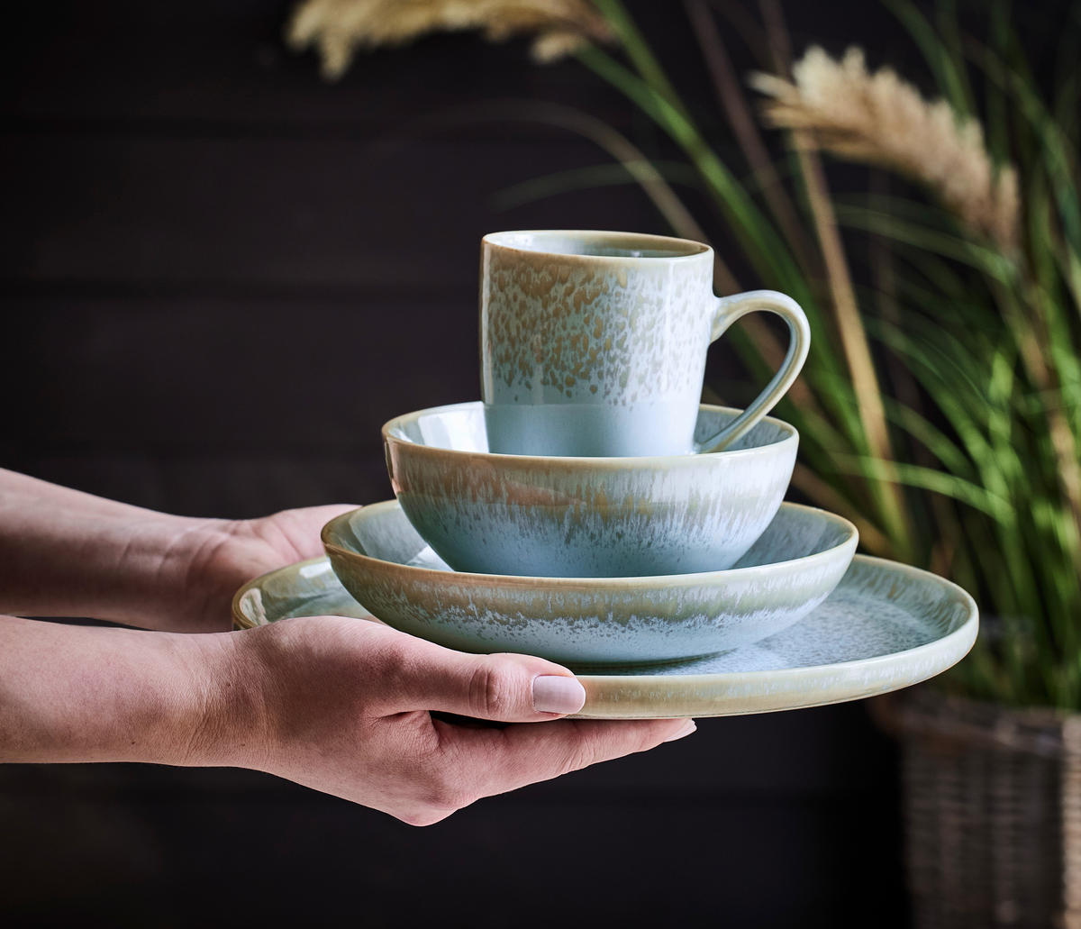 KOMBI SERVIS    20-dijelni   GLOSSY  - plava, Trend, keramika - Novel