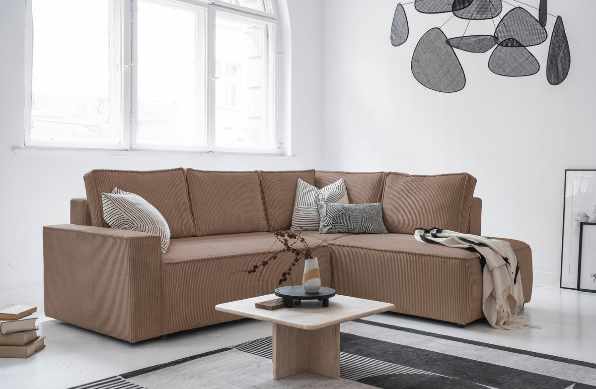 KUTNA GARNITURA tekstil  taupe   - crna/taupe, Design, tekstil/plastika (247/194cm) - MID.YOU