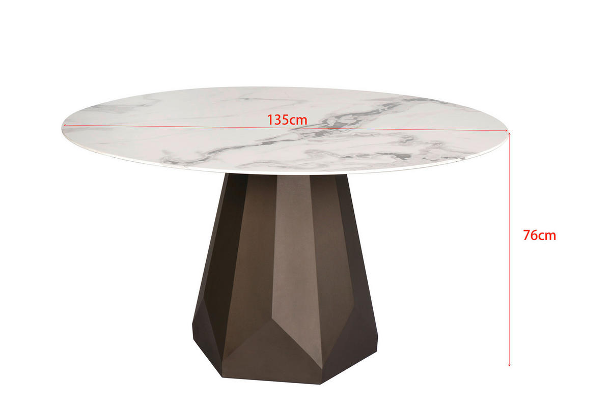 JEDILNA MIZA, bela, barve brona  - bela/barve brona, Design, kovina/keramika (135/135/76cm) - Belluti