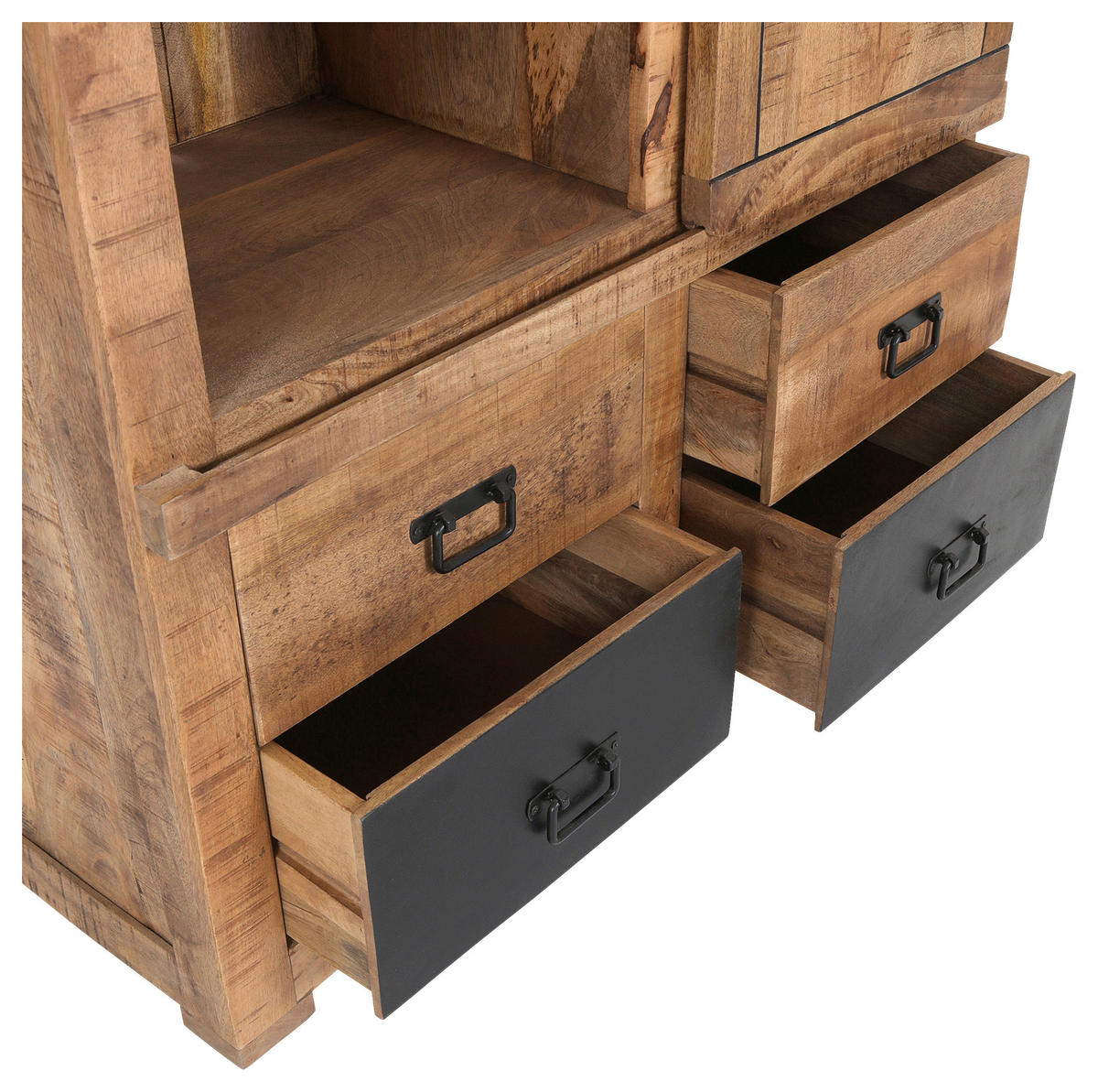 HIGHBOARD  in 110/150/45 cm  - Schwarz/Naturfarben, KONVENTIONELL, Holz/Metall (110/150/45cm) - Landscape