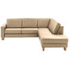 ECKSOFA in Echtleder Beige  - Eiche Bianco/Beige, Konventionell, Leder/Holz (257/235cm) - Valdera
