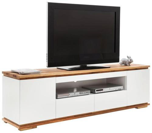LOWBOARD Asteiche, Eiche massiv Weiß, Eichefarben - Eichefarben/Weiß, Design, Holz (202/54/40cm)
