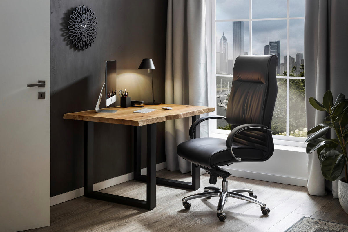 ESSTISCH in Holz 140/80/75 cm  - Schwarz/Naturfarben, MODERN, Holz/Metall (140/80/75cm) - Livetastic