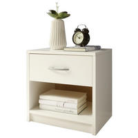 NOČNÍ STOLEK, bílá, 39/41/28 cm - bílá/barvy hliníku, Design, kompozitní dřevo/plast (39/41/28cm) - Carryhome