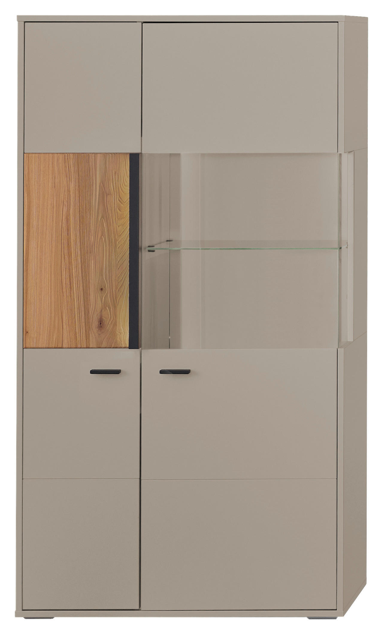 HIGHBOARD  in 83,3/154,1/37,4 cm  - Anthrazit/Eschefarben, KONVENTIONELL, Glas/Holzwerkstoff (83,3/154,1/37,4cm) - Hom`in