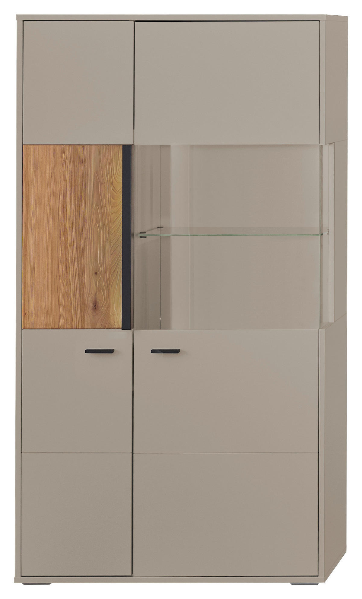 HIGHBOARD  in 83,3/154,1/37,4 cm  - Anthrazit/Eschefarben, KONVENTIONELL, Glas/Holzwerkstoff (83,3/154,1/37,4cm) - Hom`in
