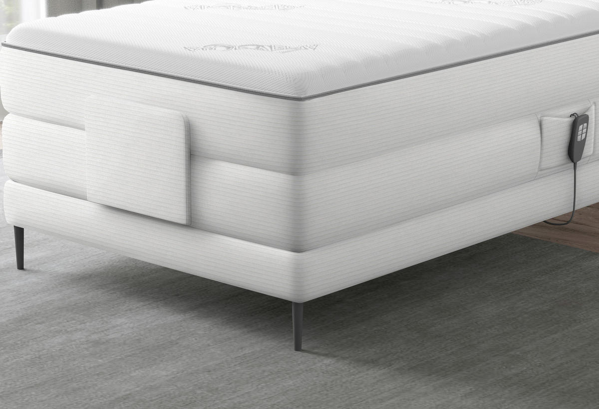 BOXSPRINGBETT 120/200 cm  in Ecru  - Ecru/Schwarz, Natur, Textil/Metall (120/200cm) - Esposa
