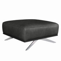 HOCKER Echtleder Schwarz  - Chromfarben/Schwarz, Design, Leder/Metall (95/46/80cm) - Livetastic