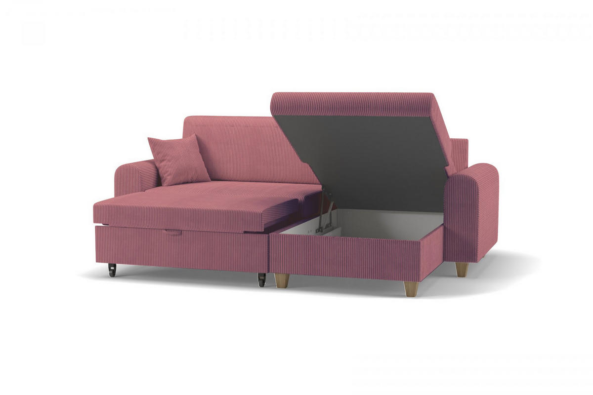 ECKSOFA CORD Koralle Velours  - Koralle/Beige, Design, Holz/Textil (237/124cm) - MID.YOU