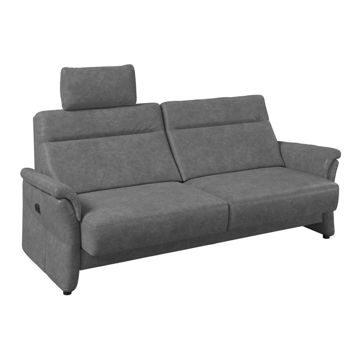 3,5-SITZER Mikrofaser Dunkelgrau  - Dunkelgrau/Schwarz, KONVENTIONELL, Kunststoff/Textil (205/98/91cm) - Elegando