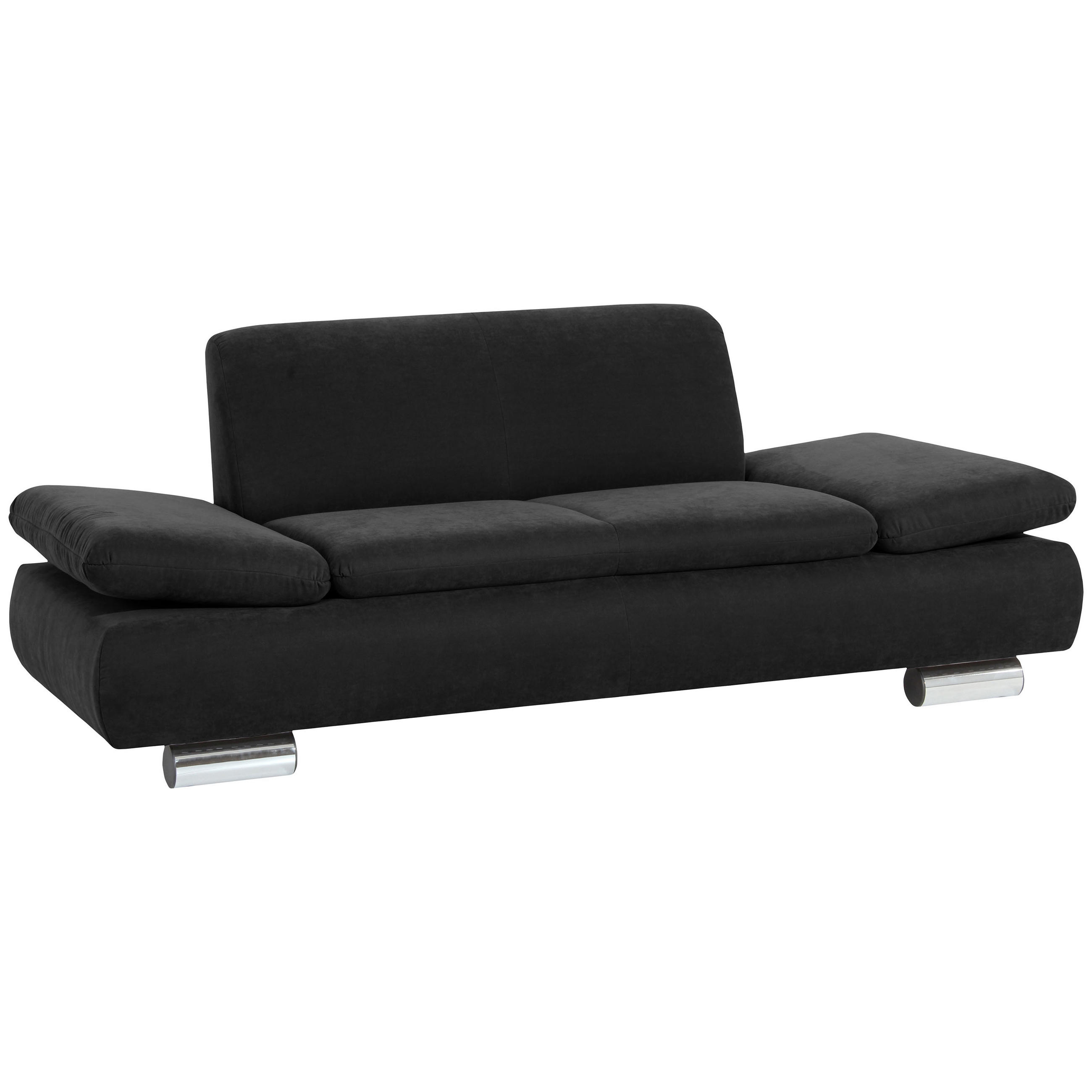 ZWEISITZER-SOFA Velours Schwarz - Schwarz, Design, Textil/Metall (190/76/90cm) - Max Winzer