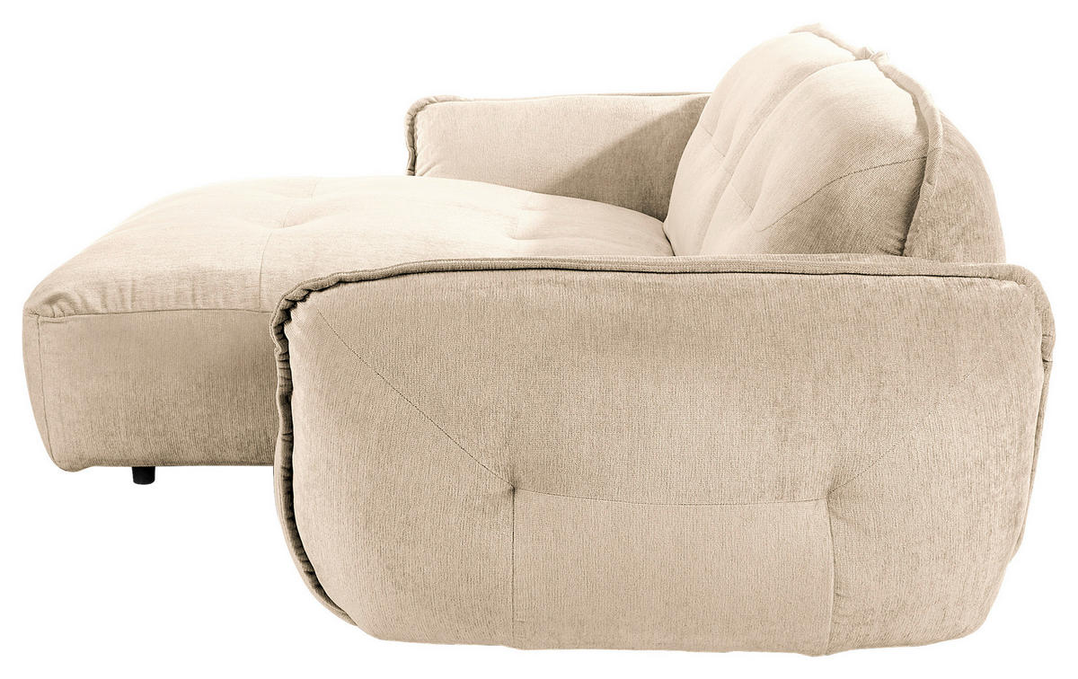 ECKSOFA in Chenille Creme  - Creme/Schwarz, Modern, Kunststoff/Textil (184/269cm) - Trendmanufaktur