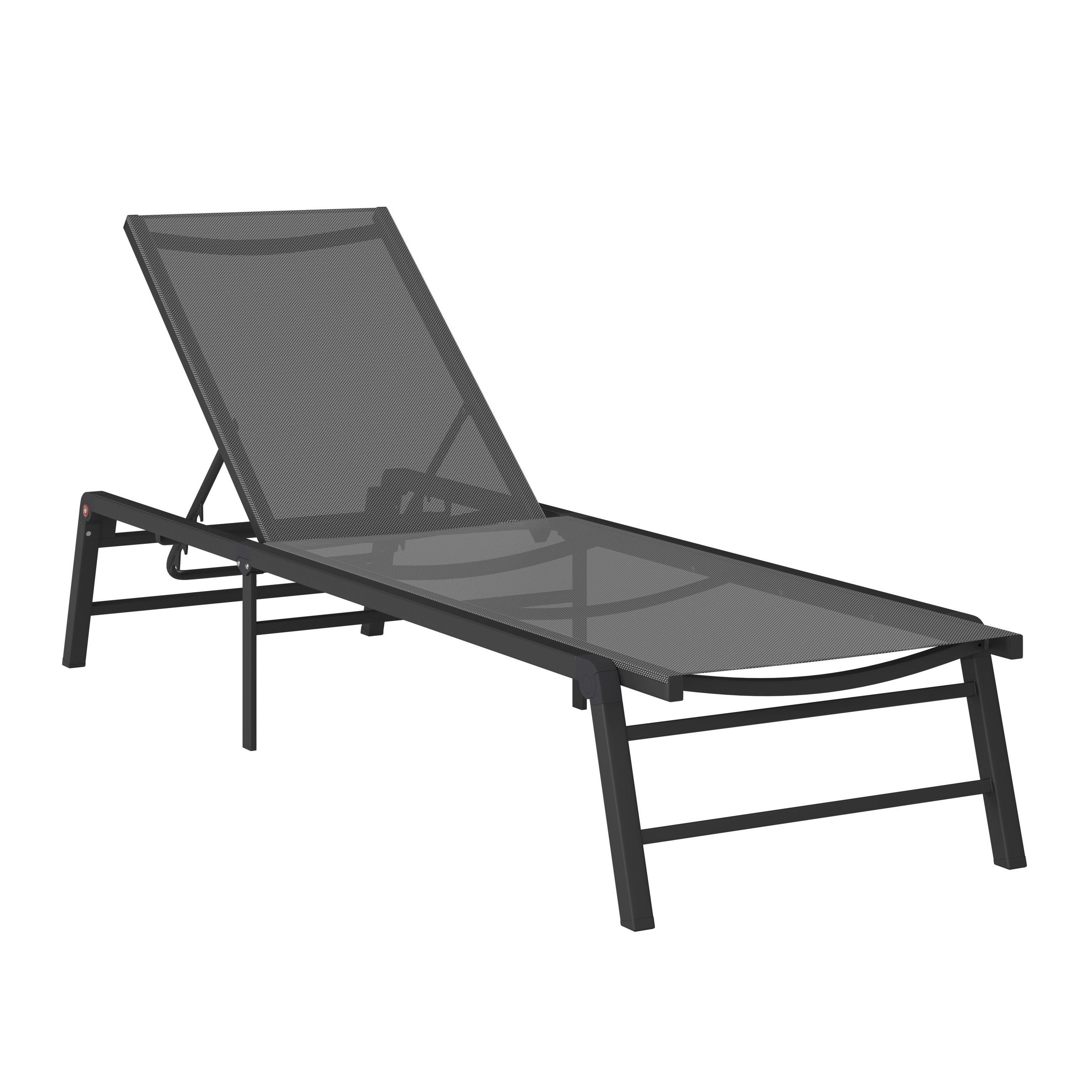 LEŽALNIK S TREMI NOGAMI aluminij prašno lakirano antracit  - antracit, Design, kovina/tekstil (60/31/94/194cm) - Ambia Garden