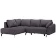 ECKSOFA in Samt Dunkelgrau  - Dunkelgrau/Schwarz, LIFESTYLE, Textil/Metall (191/250cm) - Carryhome