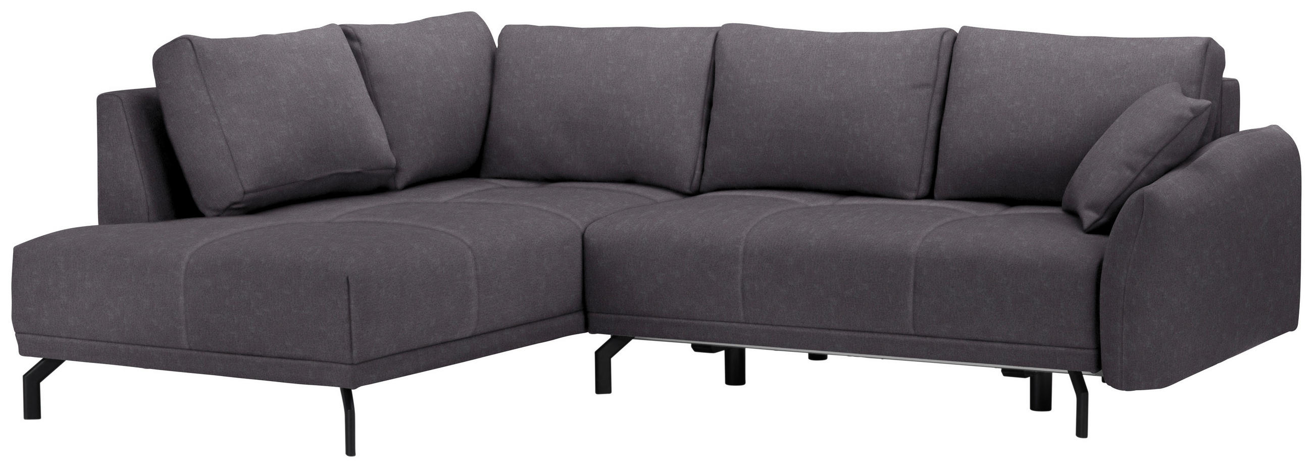ECKSOFA Dunkelgrau Samt  - Dunkelgrau/Schwarz, LIFESTYLE, Textil/Metall (191/250cm) - Carryhome