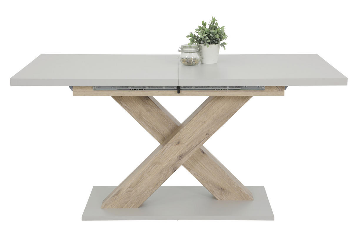 TISCHGRUPPE   - Eichefarben/Beige, MODERN, Textil/Metall (140 - 180/76/90cm) - MID.YOU