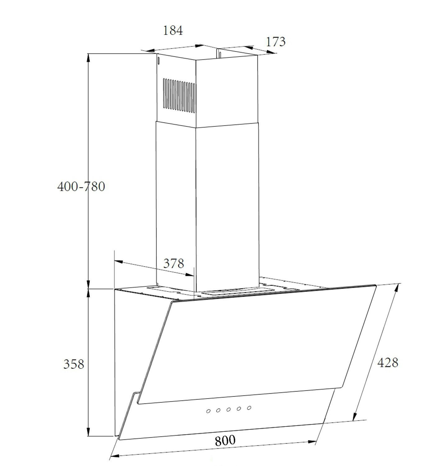 DUNSTABZUGSHAUBE 60261  - Edelstahlfarben/Schwarz, Basics, Glas/Metall (80/75,8-113,8/37,8cm) - Mican