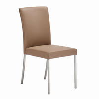 STUHL  in Edelstahl Echtleder pigmentiert Metall, Leder  - Schlammfarben/Edelstahlfarben, Design, Leder/Metall (47/94/63cm) - Moderano