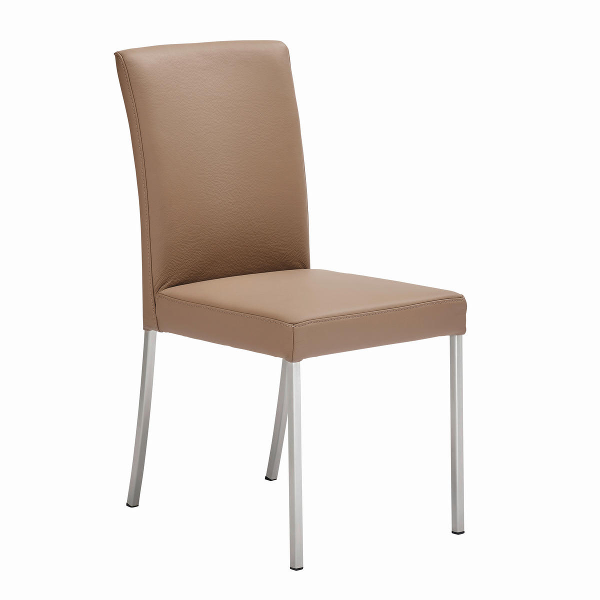 STUHL  in Edelstahl Echtleder pigmentiert Metall, Leder  - Schlammfarben/Edelstahlfarben, Design, Leder/Metall (47/94/63cm) - Moderano