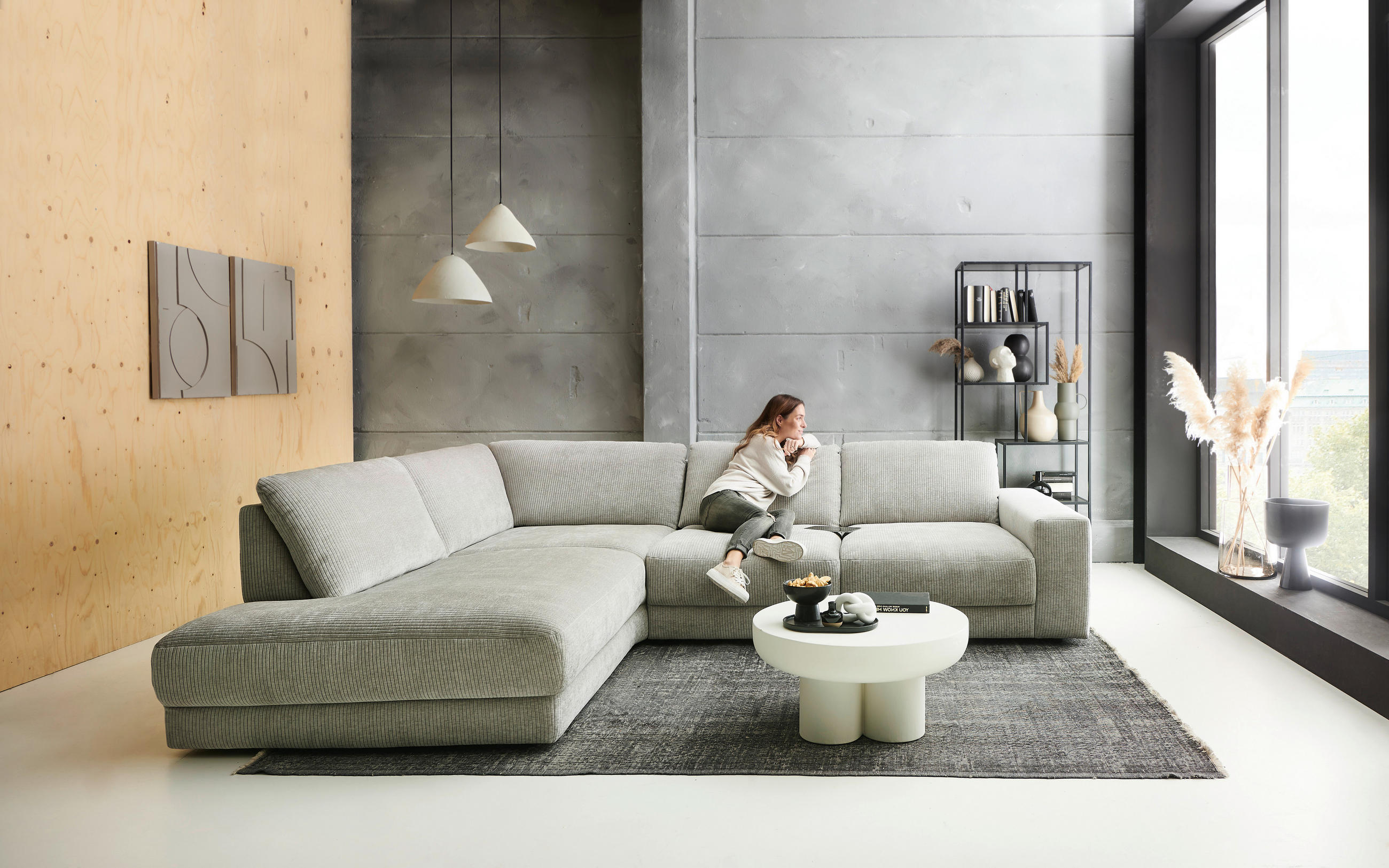 ECKSOFA in Chenille, Jacquard Silberfarben  242/316 cm  - Silberfarben/Schwarz, Design, Kunststoff/Textil (242/316cm) - Niels Andersson