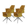ARMLEHNSTUHL-SET 4 Stück  in Stahl Webstoff, Mikrofaser  - Goldfarben/Schwarz, MODERN, Textil/Metall (65/92/64cm) - MID.YOU